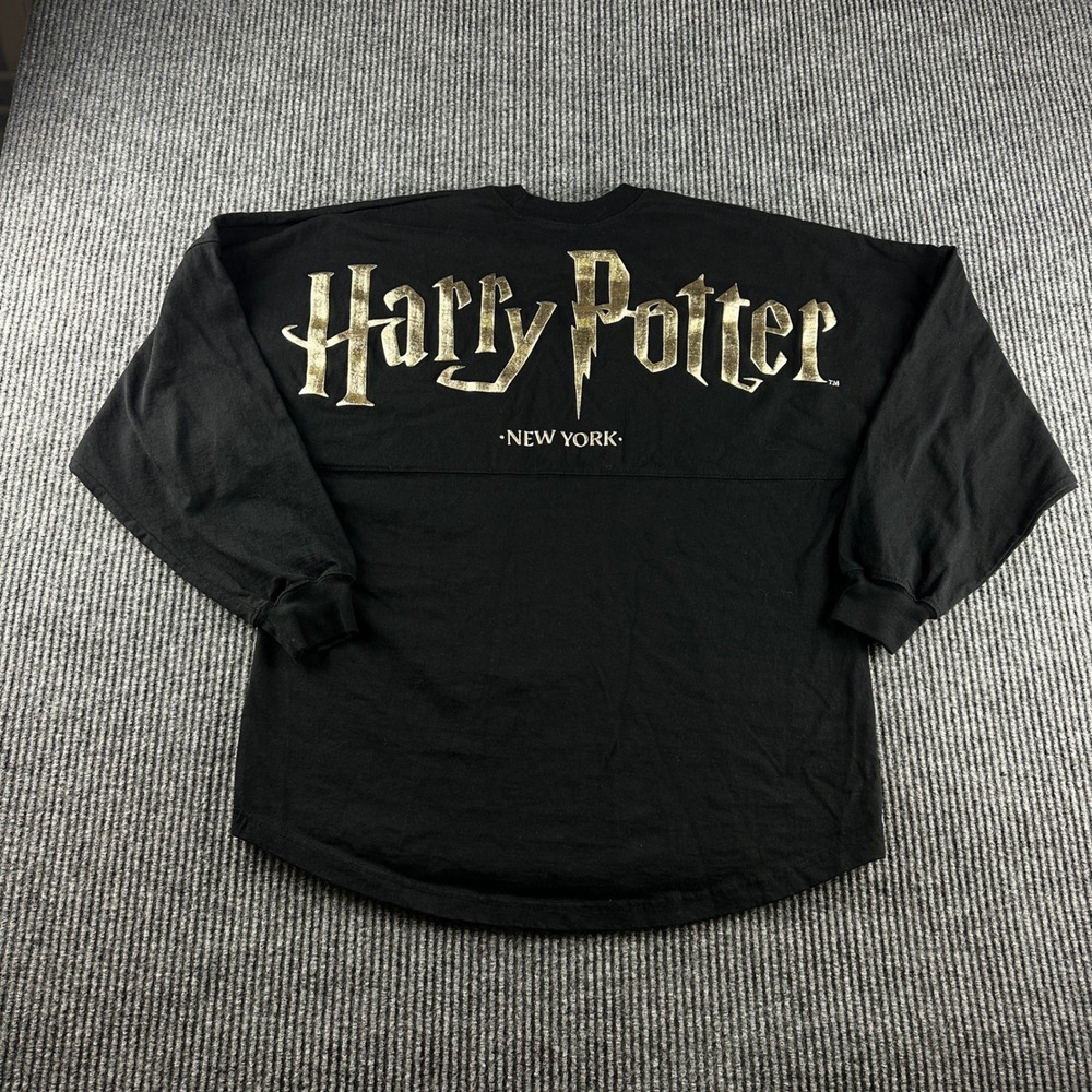 Harry Potter New York Spirit Jersey Black Gold Foil Long Sleeve Shirt Small